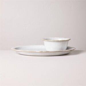 2pc Carved Edge Soup and Sandwich Serving Bowl & Plate Set - Hearth & Hand™ NEW